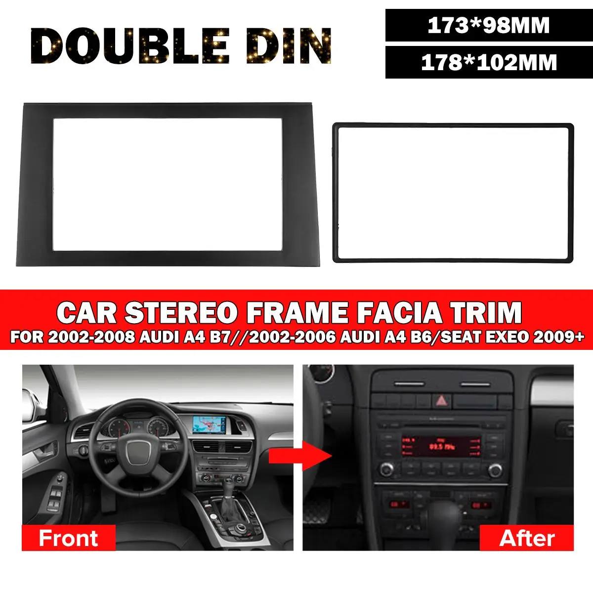 2 DIN Автомобильная стерео рамка Facia отделка Монтажная Рамка комплект для Audi A4 B7