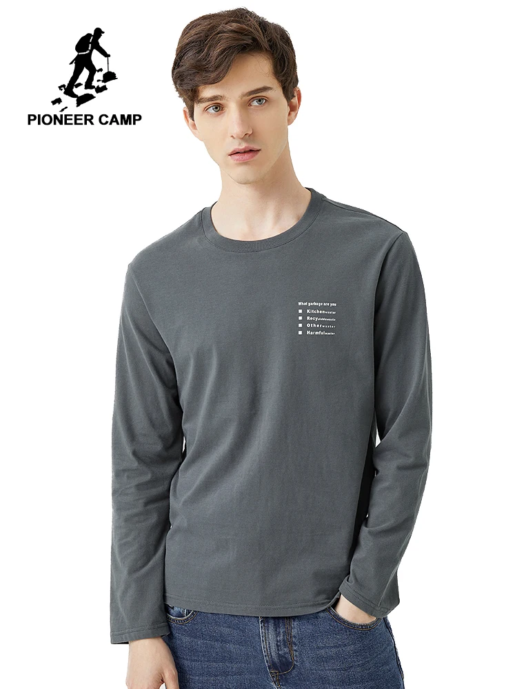 Pioneer 2020 Весенняя Мужская футболка с длинным рукавом из 100% хлопка буквенным