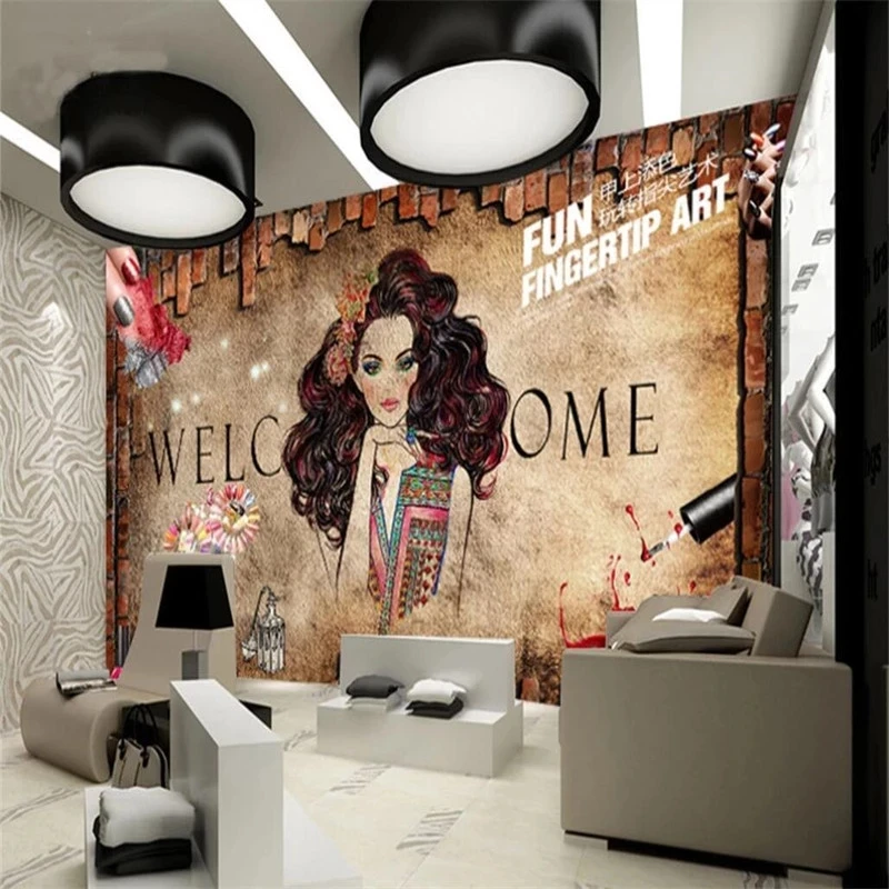 Пользовательский маникюрный магазин индивидуальная Настенная роспись