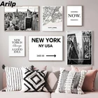 Картина на холсте с изображением карты Нью-Йорка, архитектурная фотография, черно-белая цитата, настенный художественный плакат, домашний декор