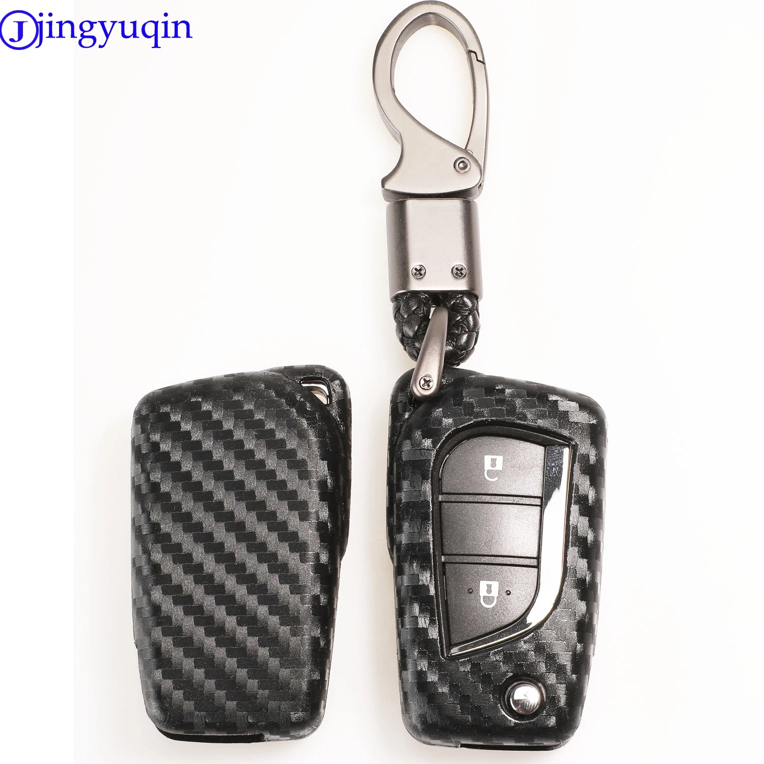 jingyuqin 10ps Carbon Silicone Car Key Case Cover For Toyota Auris Corolla Avensis Verso Yaris Aygo Scion TC IM 2015 2016 | Автомобили и