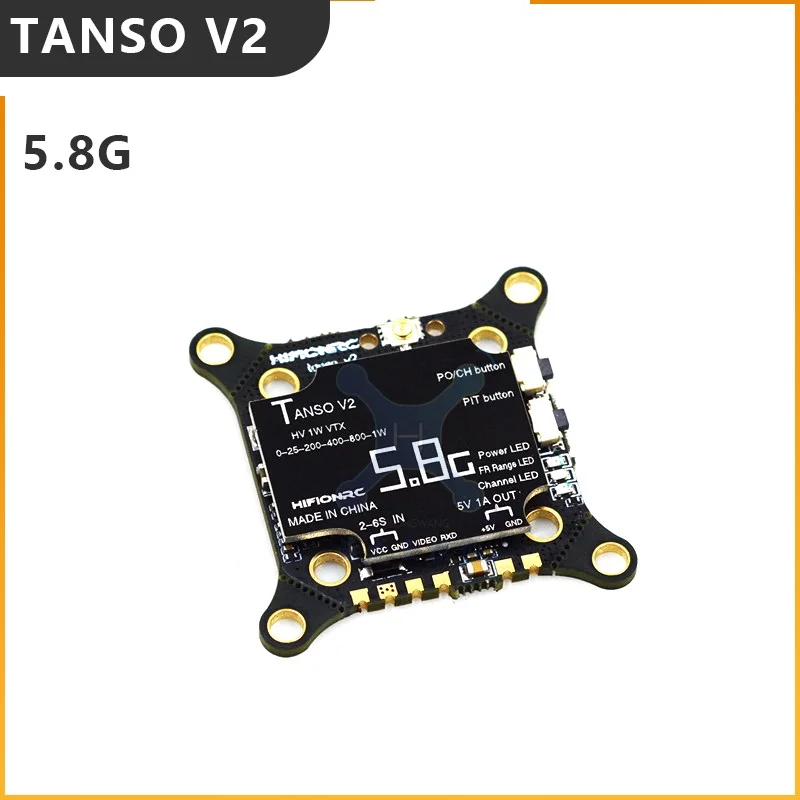 Оригинальный TANSO V2 1W 5 8G FPV видео передатчик VTX 2 6s Lipo 0/25/200/400/800/1000 мВт 30 мм * высокое