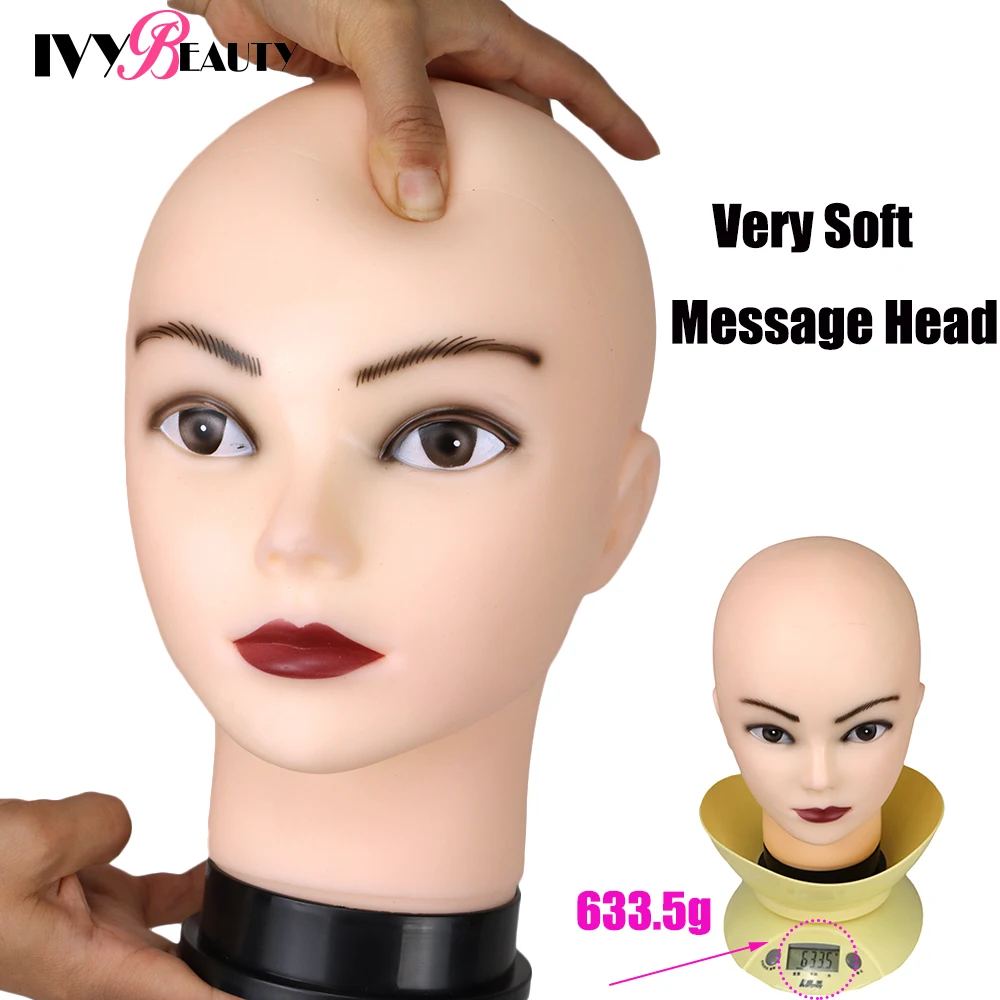 Weiche Silikon Glatze Mannequin Kopf Modell Für Perücken Praxis Ausbildung Kopf Kosmetik Mannequin Puppe Kopf Für Massage Make-Up