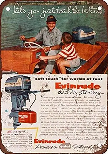 

8 x 12 Metal Tin Sign 1955 Evinrude Outboard Motors Vintage Look Reproduction Retro Decor