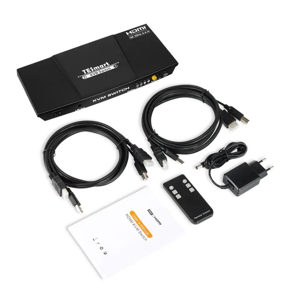KVM переключатель HDMI 2 порта USB2.0 KVM HDMI коммутатор 4 k@ 60 Гц с 2 шт 5 футов KVM Кабели Switcher Поддержка USB 2,0 управление устройствами 2 шт