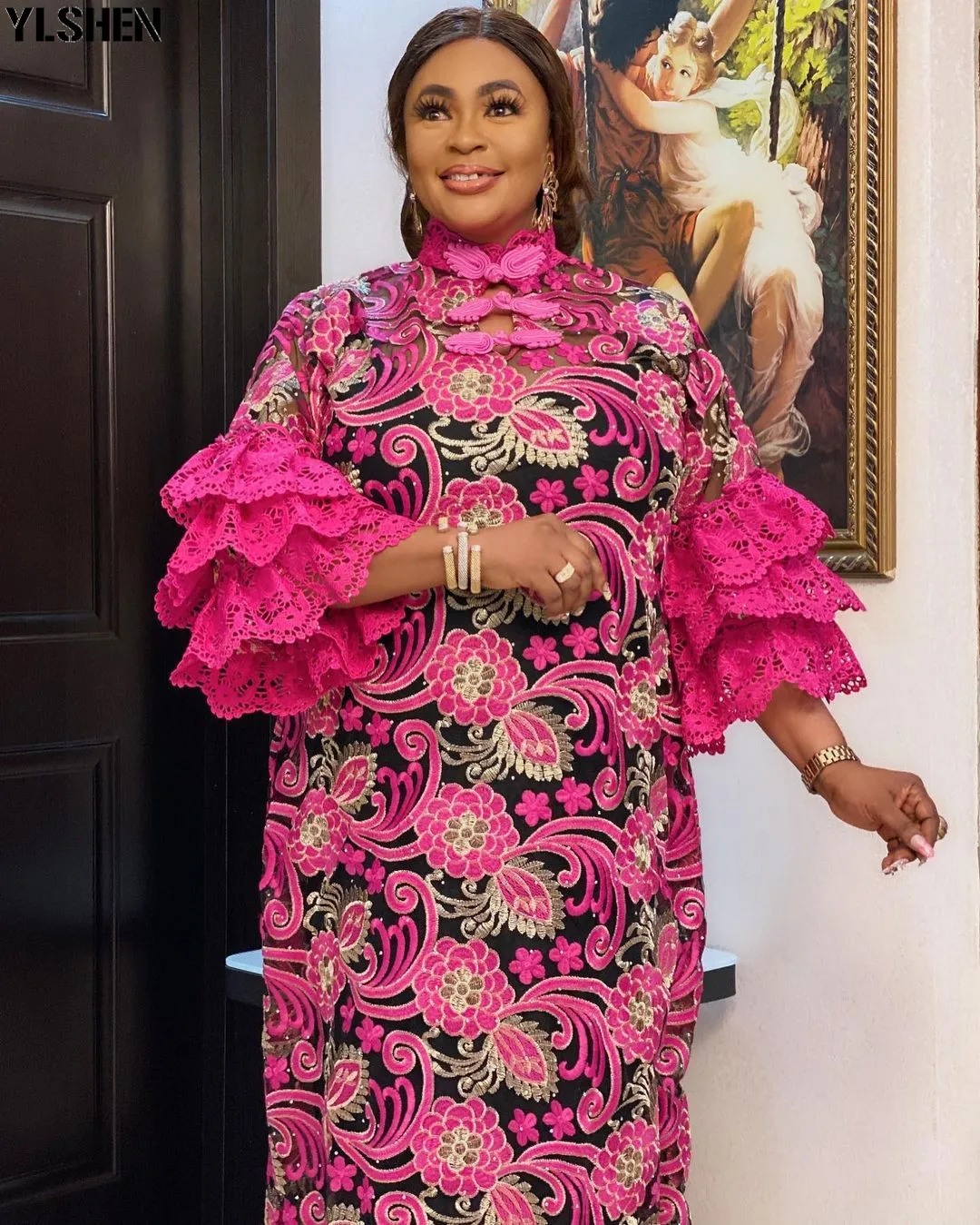 Африканские платья для женщин 2021 Новая африканская одежда Дашики кружева Grand Boubou