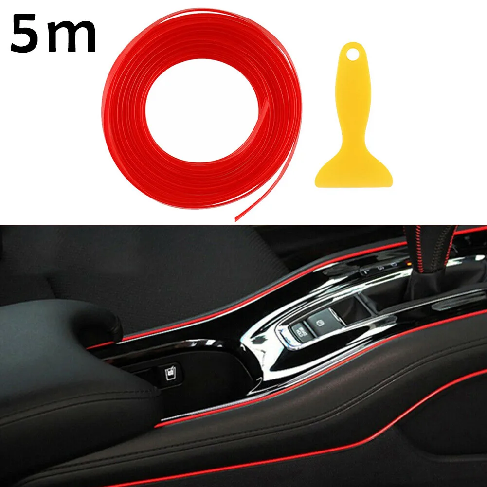 

5M Molding Line Car Interior Red Point Edge Gap Door Panel Decor Accessories Red 5m Decoration Line