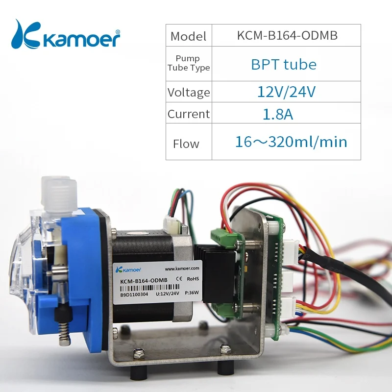 Kamoer Новое поступление Горячая распродажа! ККМ 12/24V шаговый мотор перистальтический насос с использованием геотермальной энергии(13,5~ 320 мл/мин., 4/8 роторов - Напряжение: KCM-B164-ODMB