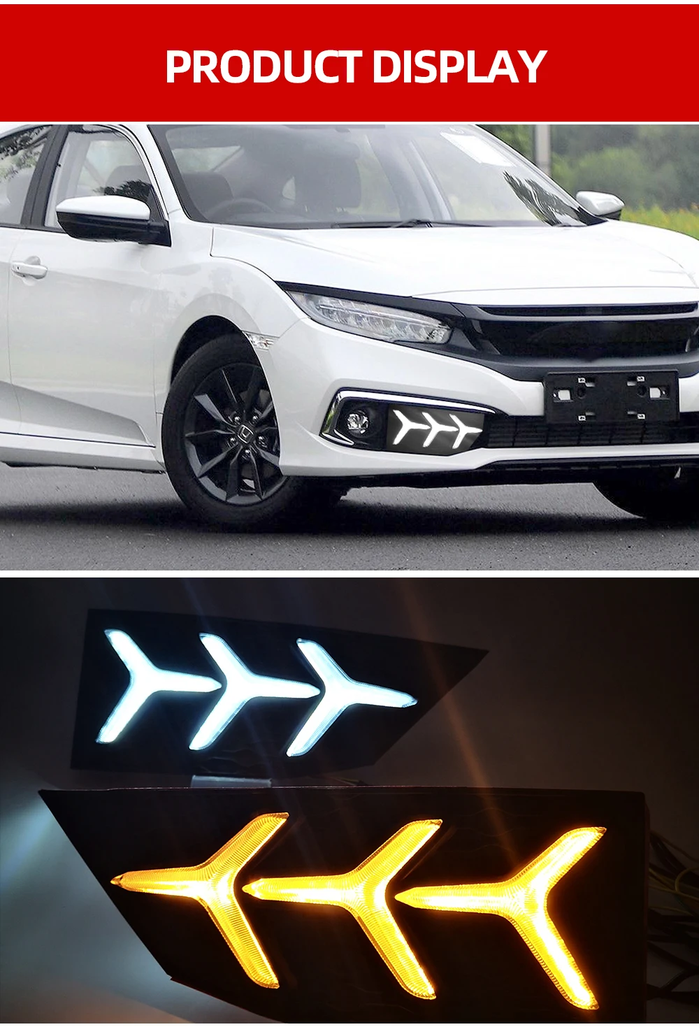 Автомобильный мигающий 1 пара светодиодный DRL для Honda Civic sedan с движущимся сигналом светодиодный противотуманный фонарь крышка дневной ходовой светильник
