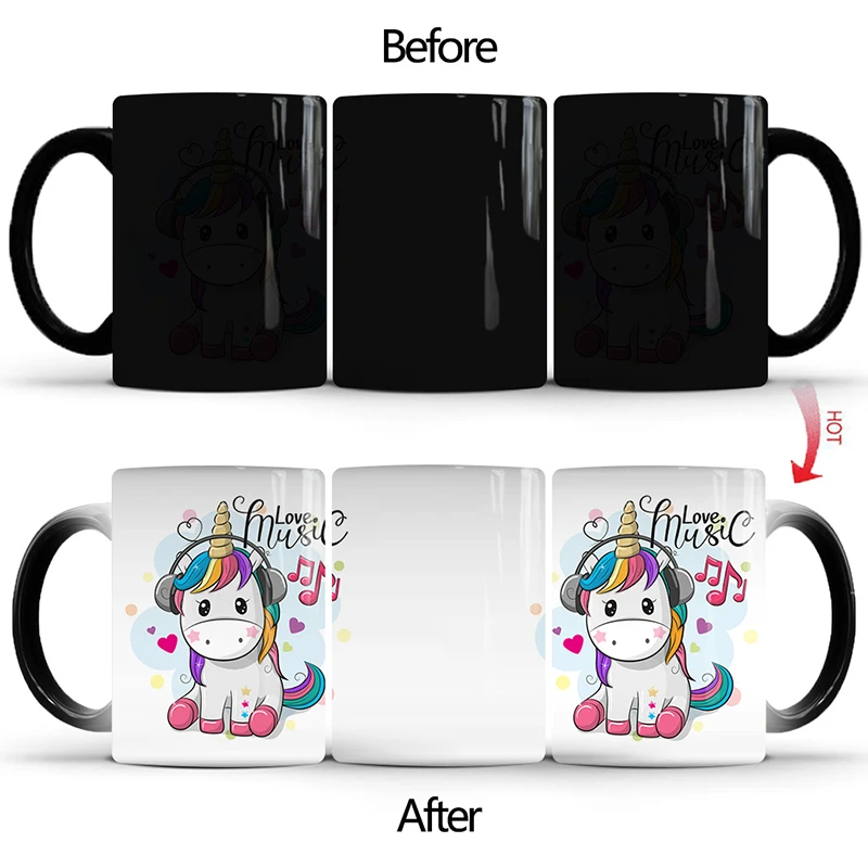 

1Pcs New 350ml Cute Horse Changing Color Mugs Coffee Milk Tea Cups Gifts for Children Friends