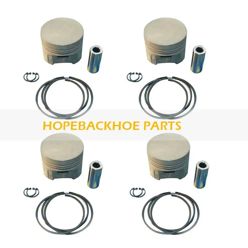 

4pcs New Piston & Piston Ring STD for Kubota D1302A D1302 V1702 Engine