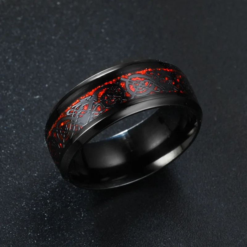 

European and American Fashion popular men's ring, style best-selling high-end red carbon fiber dragon ring,