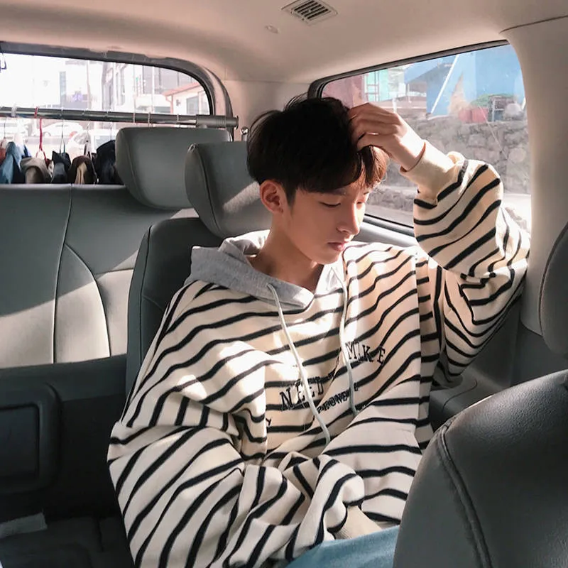 Повседневная Толстовка Мужская толстовка осенне зимние толстовки в полоску с