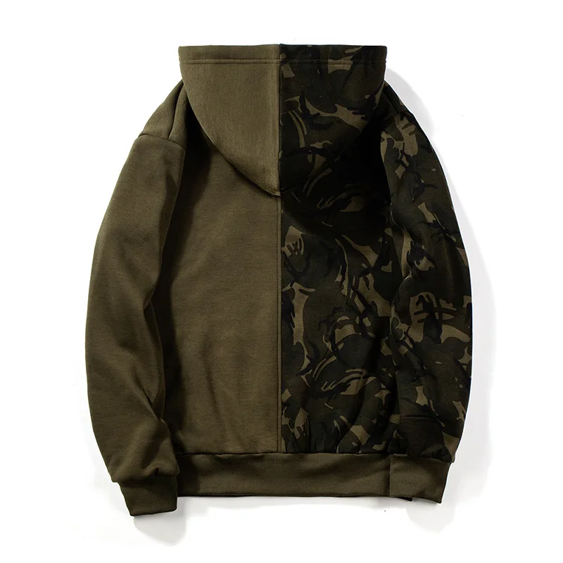 Серый камуфляж толстовки для мужчин Лоскутная уличная толстовка с капюшоном