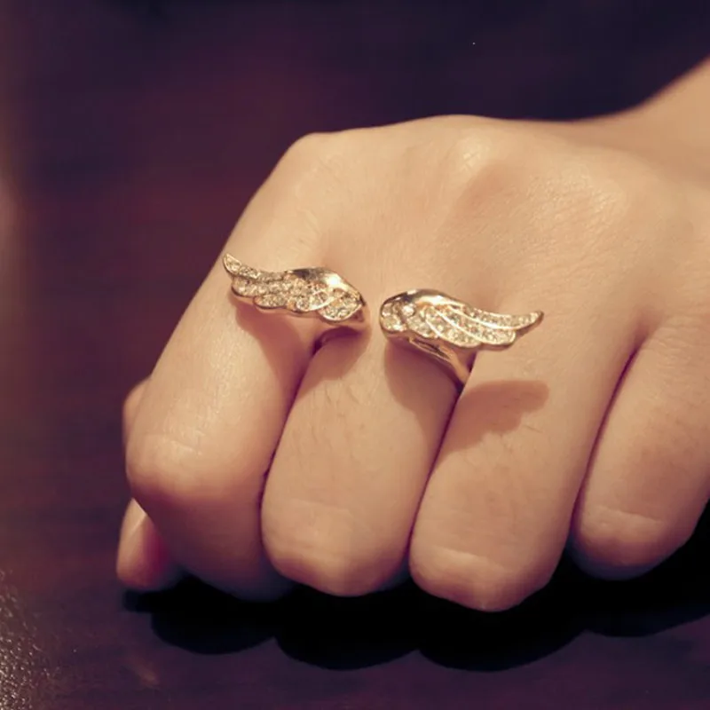 Инкрустированные крыльями ангела из сплава кольца разы Модные женские ювелирные