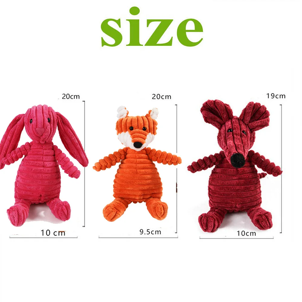 

3 pcs Animals Dog Chew Squeak Toys Fleece Rope Interative Toy Plush Puppy For Pet Dogs Cat Chew Squeaking Toy