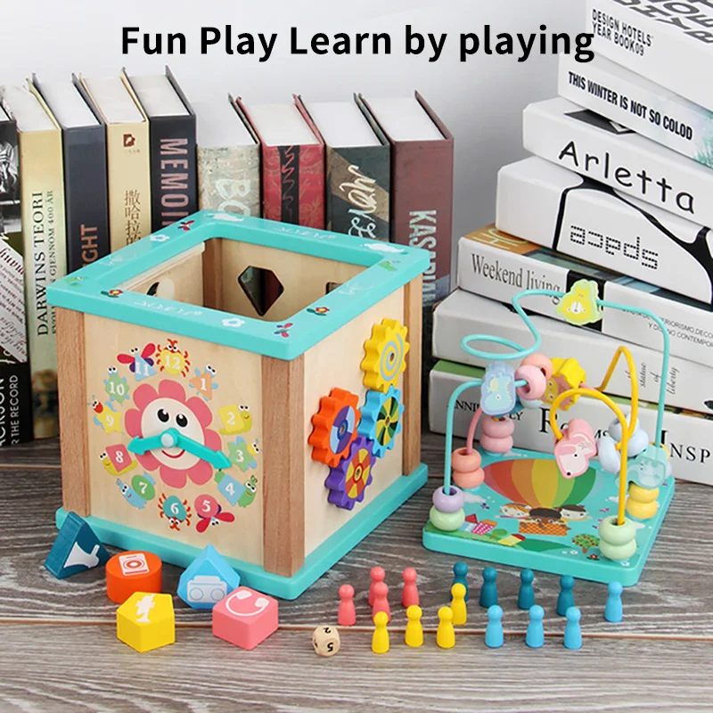 

Children Montessori Wooden Clock Education Board Toys Multifunctional Learning Calendar Weather Season Time Teaching Aids Gifts