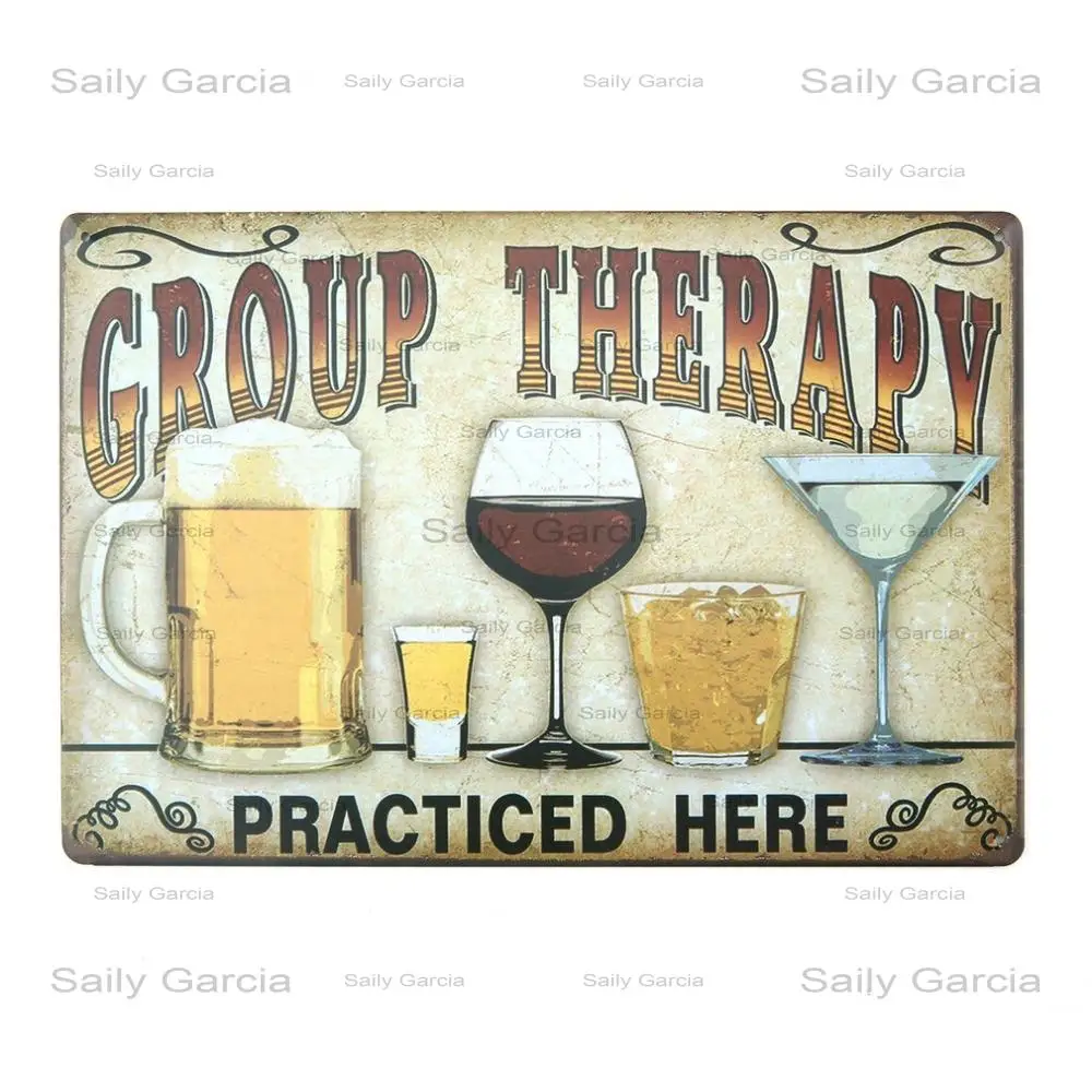 Group therapy practiced here. Beer metal sign vintage tin plate painting wall decoration for bar pub cafe gym home | Дом и сад