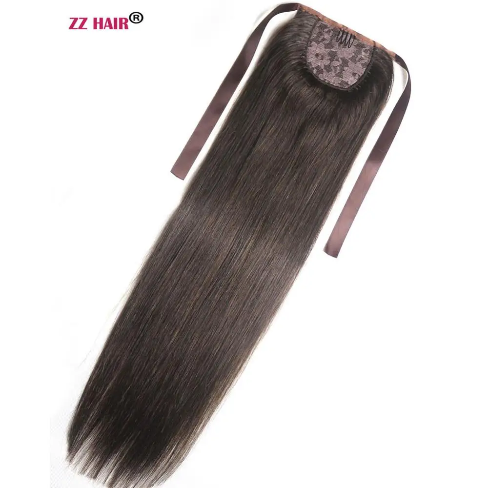 ZZHAIR 140g 1"-30" фабричного производства Волосы remy Лента хвост зажимы-в Пряди человеческих волос для наращивания хвощ Натуральные Прямые Волосы