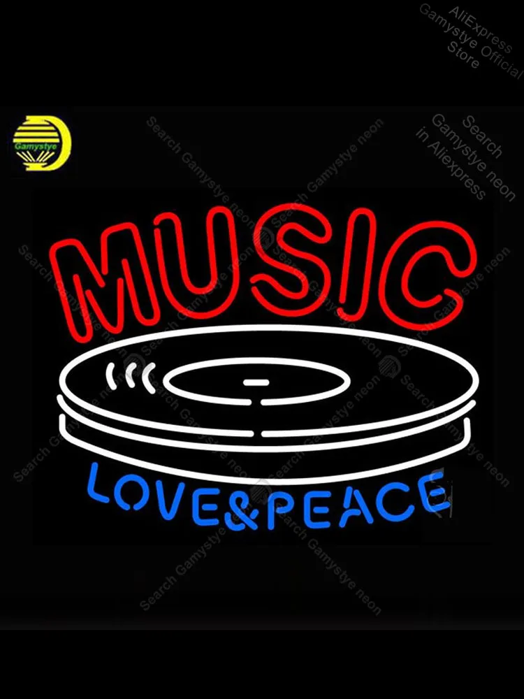 

Neon Sign for Music Love Peace Neon Bulb sign handcraft love gift glass Indoor Neon Sign Neon Sign Glass Tube Neon Window Lights