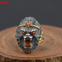 100s925 silver thai silver style south red agate turquoise qitian dasheng mens ring
