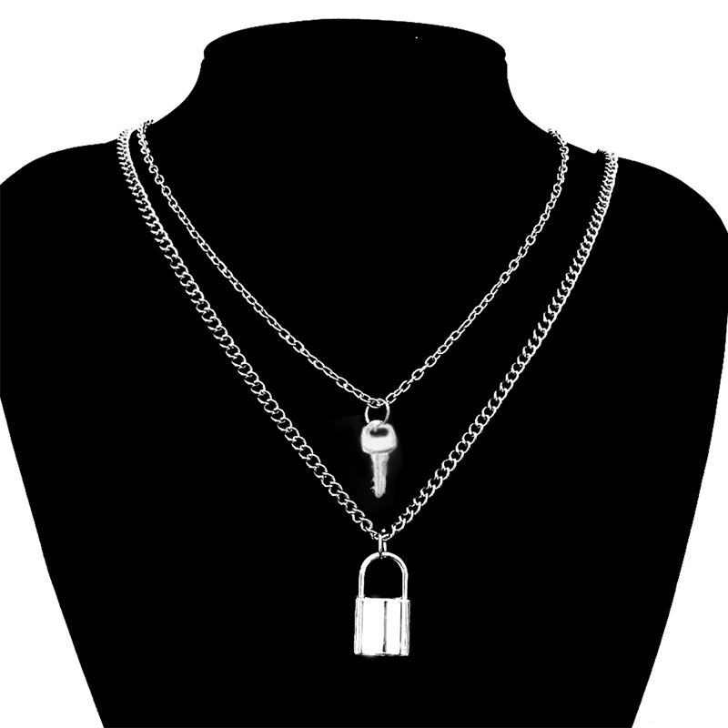 Цепочка в стиле панк с подвеской виде висячего замка