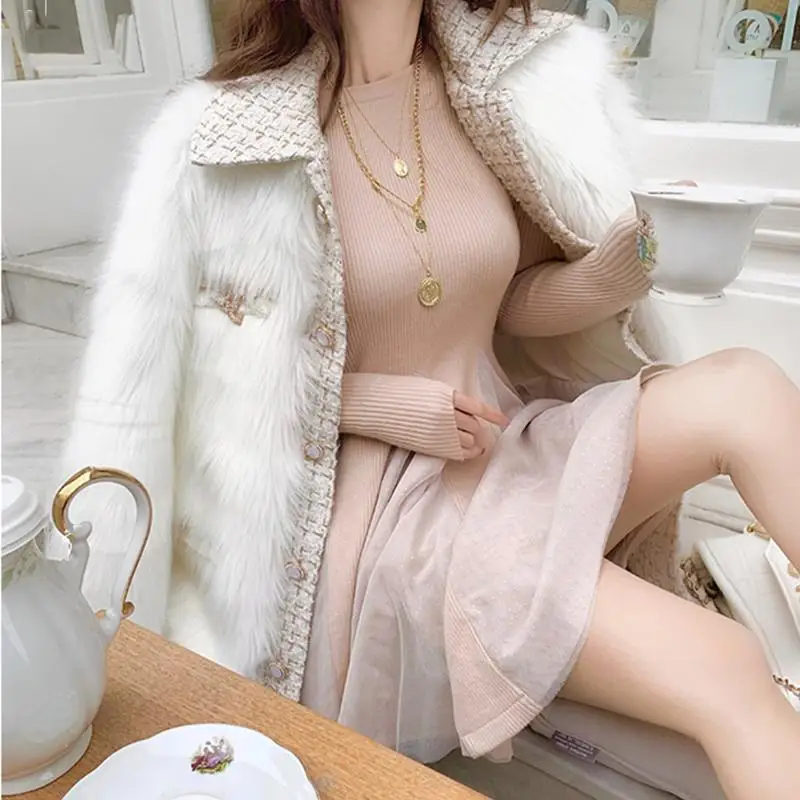 

Fashion women's dress 2020 autumn and winter new gentle wind small knit dress super fairy sen