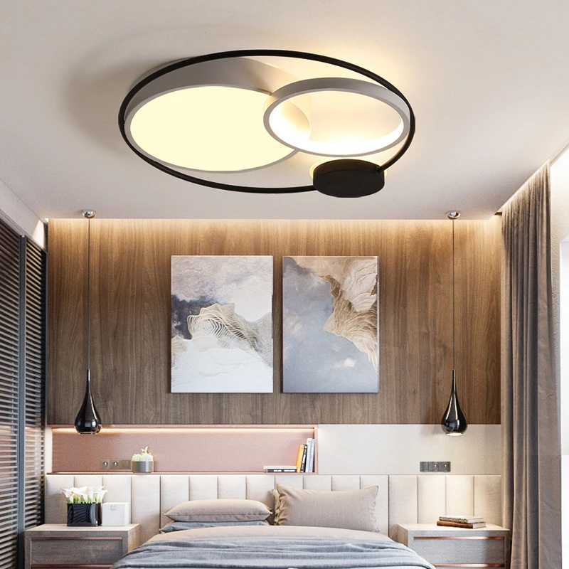 

Modern Ceiling Light LED Round Gray Color And White Black Color Living Room Warm Romantic Bedroom Hall Lamps Study Room Lamps