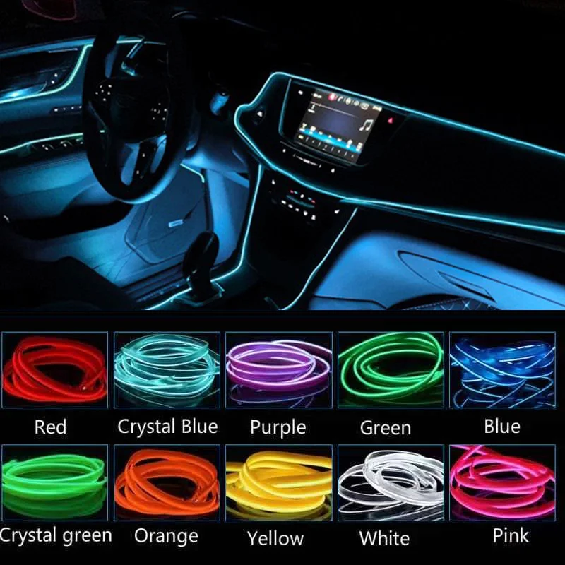 

3m Led Light Strip El Wire Atmosphere Lights Diy Flexible Waterproof Neon Strip Decoration Ambilight for Car Interior and Party