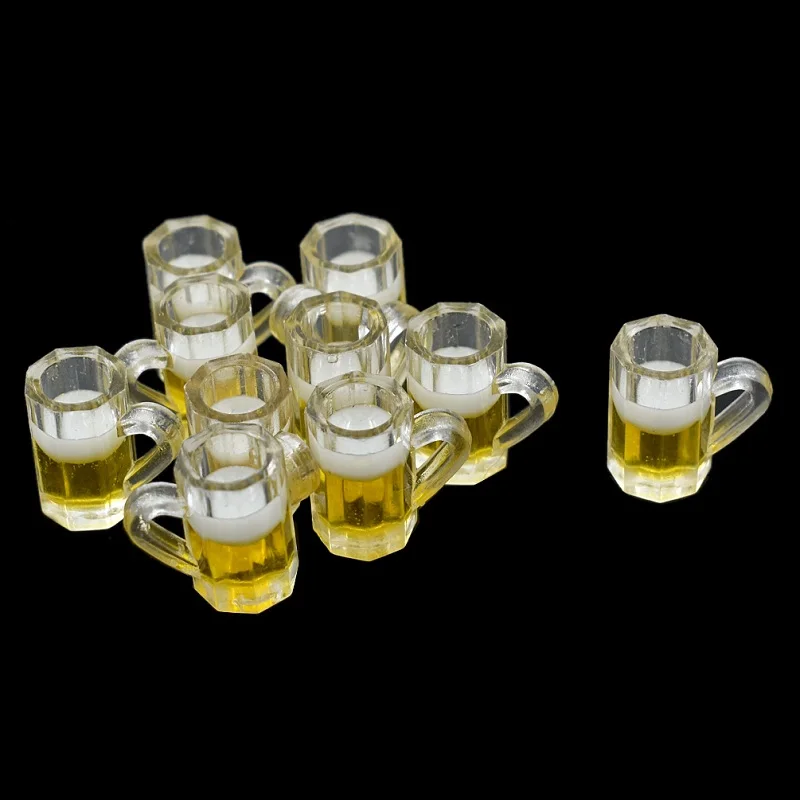 

10pcs Dolls House Miniature Kitchen Beer Cup Mini Doll House Fairy Garden Dinnerware Decor
