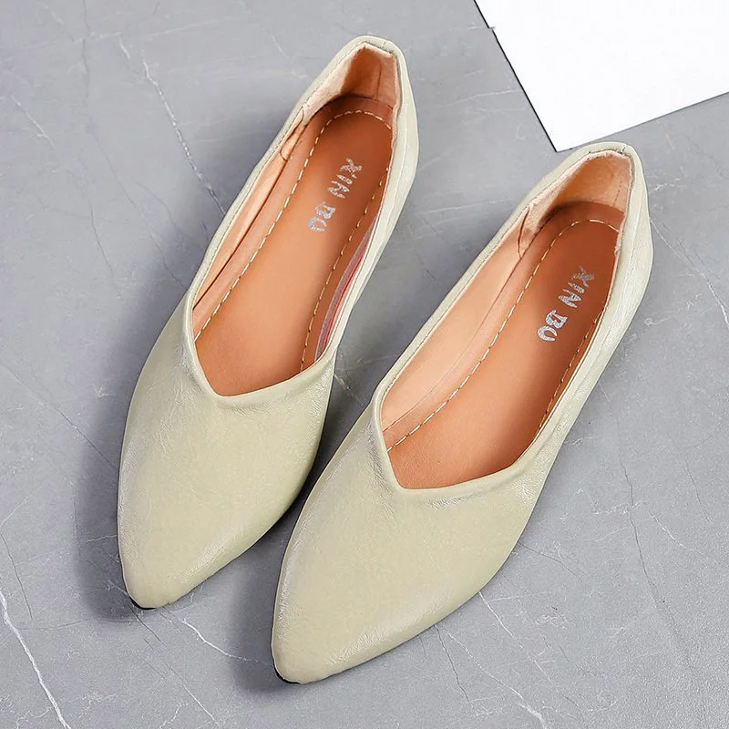 

Big Size 35-43 New Korean Casual Shallow Flats Women Elegant Spring Pu Leather Shoes Loafers Slip On Soft Chaussure Femme