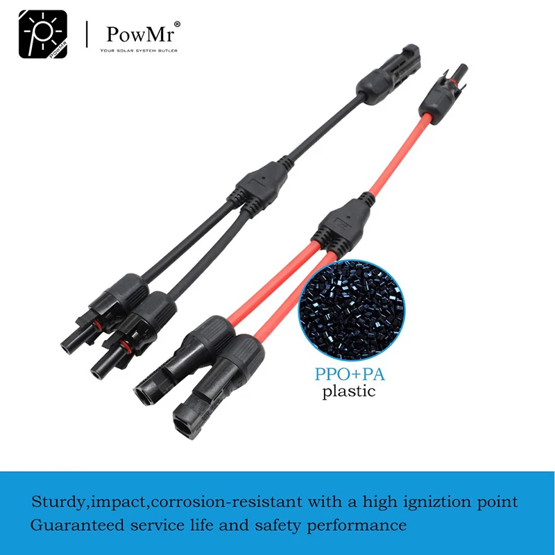 

1Pair Solar Photovoltaic Connector Y-Type 2 In1 Panel Parallel Waterproof Connector Solar Panel One Point Two Adapter