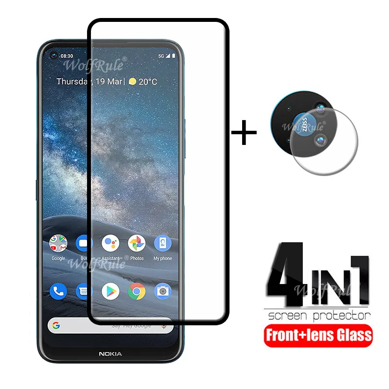 Фото 4 в 1 для Nokia 8 3 стекло закаленное протектор экрана Full HD защитная камера Flim