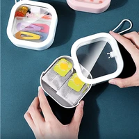 mini carry on storage box portable clear flip jewelry pill storage box square plastic small storage boxes case organizer boxes