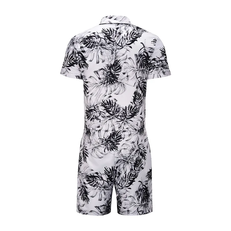Fshinon 3D Print Men Rompers 2020 Short Sleeve Summer Hawaiian Beach Romper One Piece Jumpsuit Playsuit Cargo Overalls TS-485 | Мужская