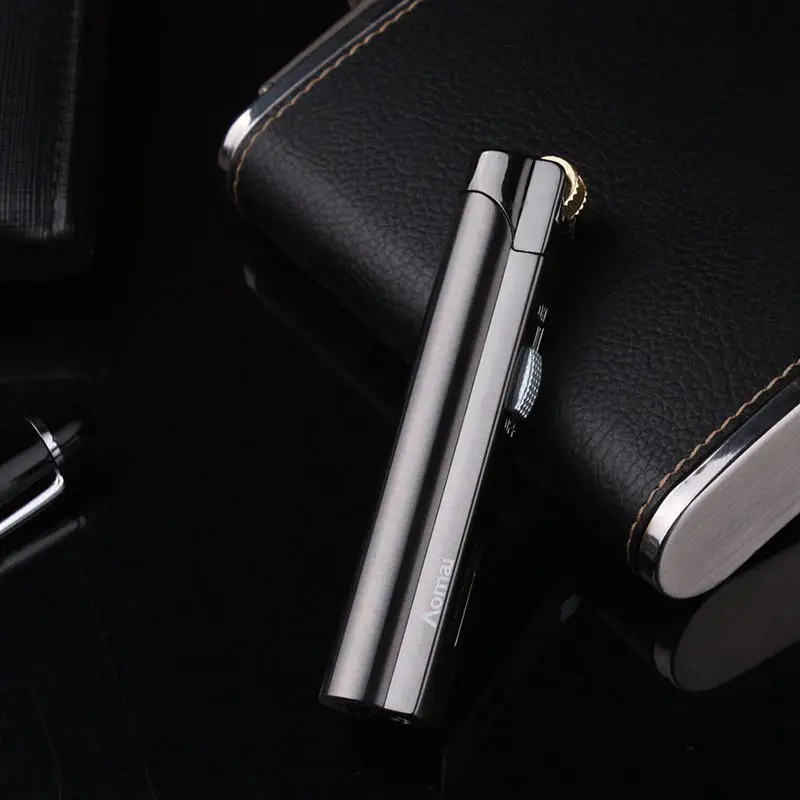 Бутановая газовая зажигалка портативная тонкая длинная полоса металлические