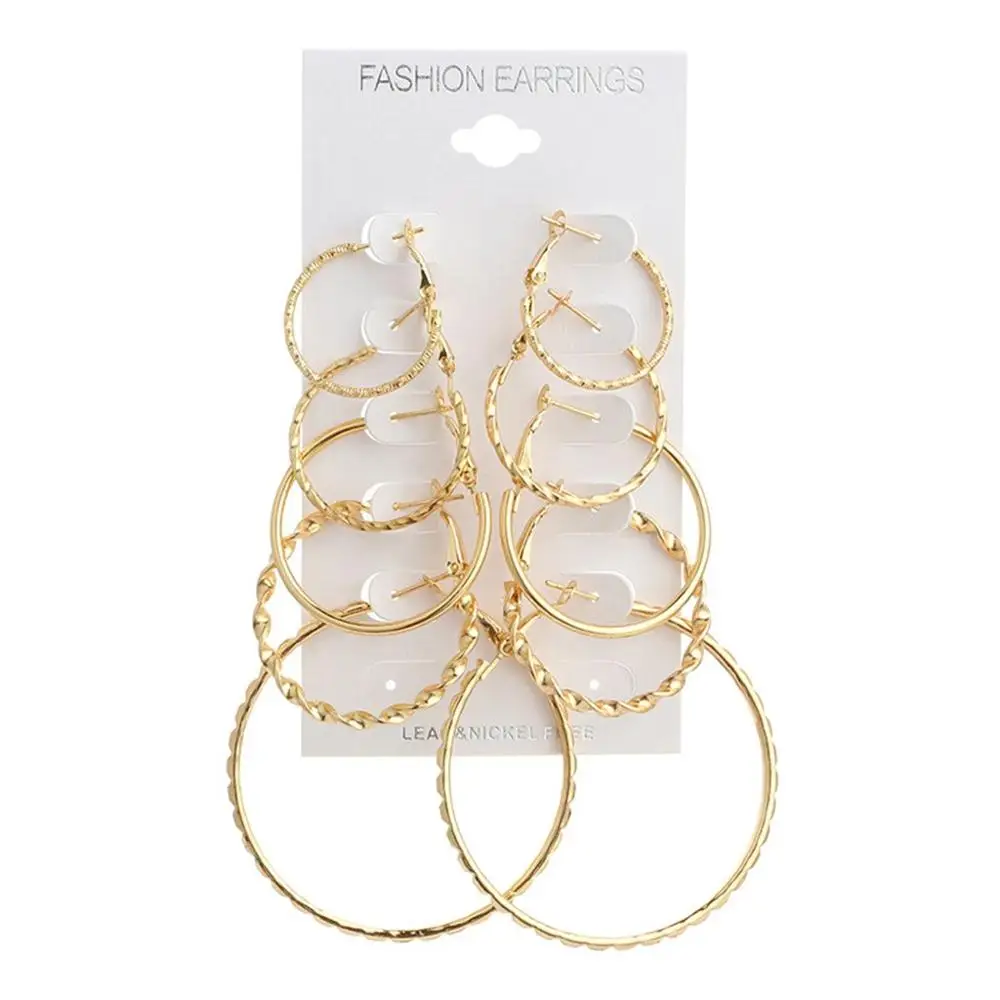 Европейский и американский тренд набор больших сережек простого размера с 5