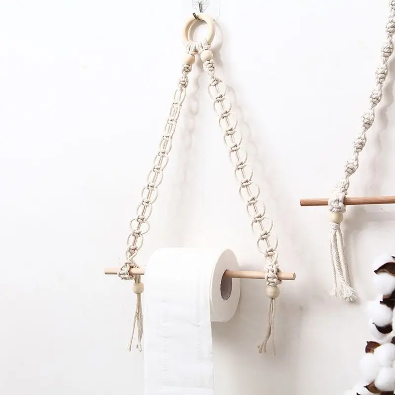 Nordic Macrame настенная подвесная деревянная Stick держатель для туалетной бумаги