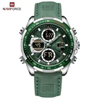 Спортивные часы NAVIFORCE для мужчин, Роскошные зеленые наручные часы с кожаным ремешком, мужские военные часы, модные наручные часы, мужские часы