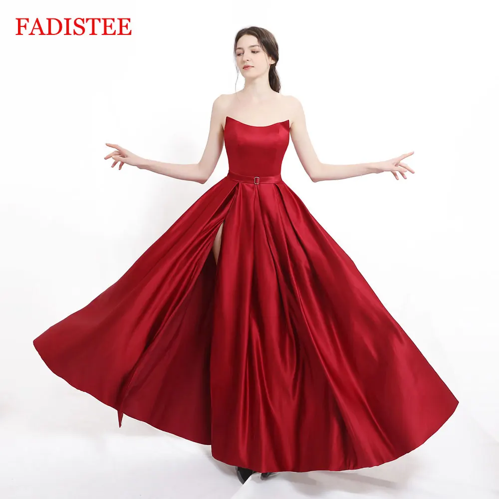 New arrival Evening Dresse Formal vestido de noiva Burgundy satin prom party robe soiree side slit beach formal dresses | Свадьбы и
