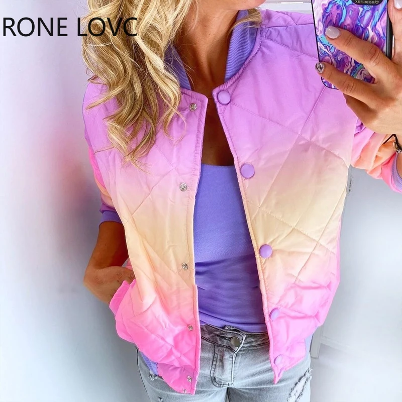 

Women Casual Fade Color Long Sleeve Snap Button Pocket Winter Up Jacket
