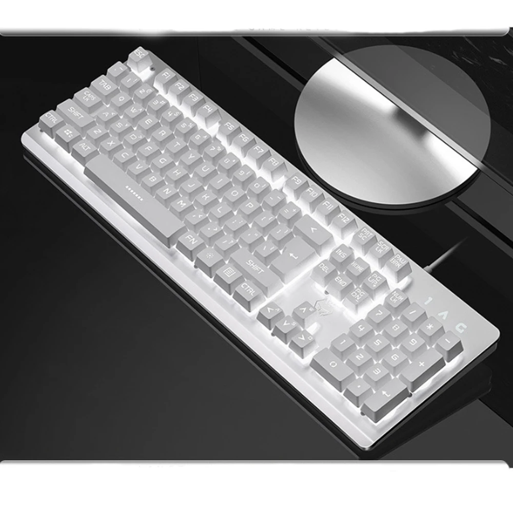 KISSCASE K002 металла механическая клавиатура 104 клавиши feel игровая светодиодный