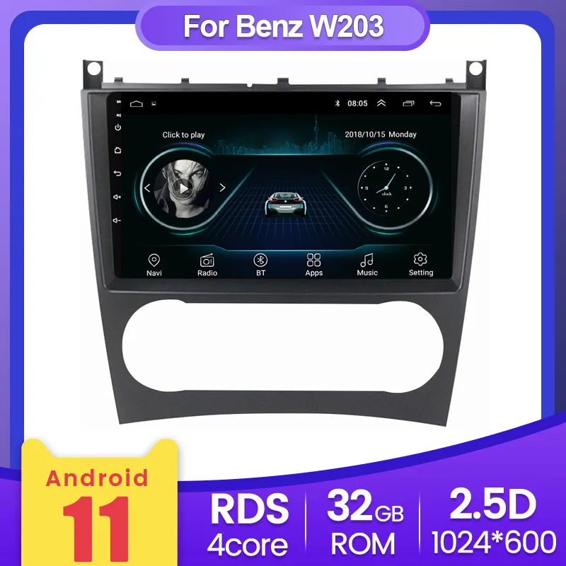 Система мультимедийная Автомобильная на Android 11 0 с GPS-навигацией для Mercedes Benz CLK W209