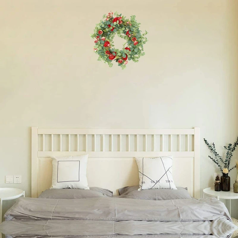 

2 Pcs Spring and Summer Front Door Wreath All Weather Outdoor Wreath That Lasts