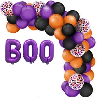 black orange purple halloween balloons arch garland kit boo latex confetti foil balloons for birthday halloween party decoration