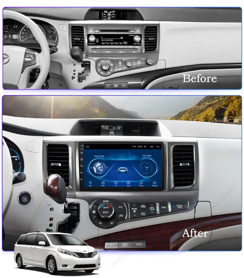 Android 8,1 ips " автомобильный стерео радио gps навигационный плеер для Toyota Sienna 2009 2010 2011 2012 2013 мультимедиа