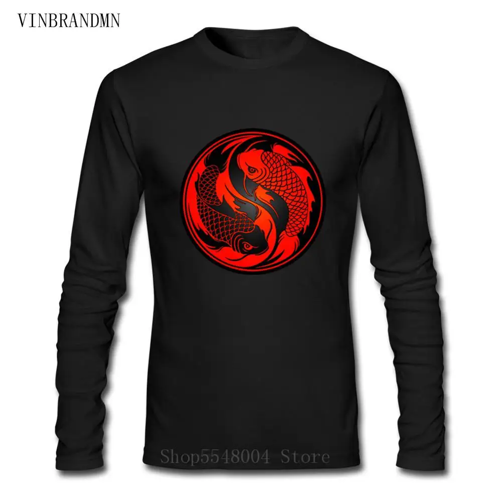 Футболка в японском стиле с рыбками кои низкая цена длинным рукавом для взрослых