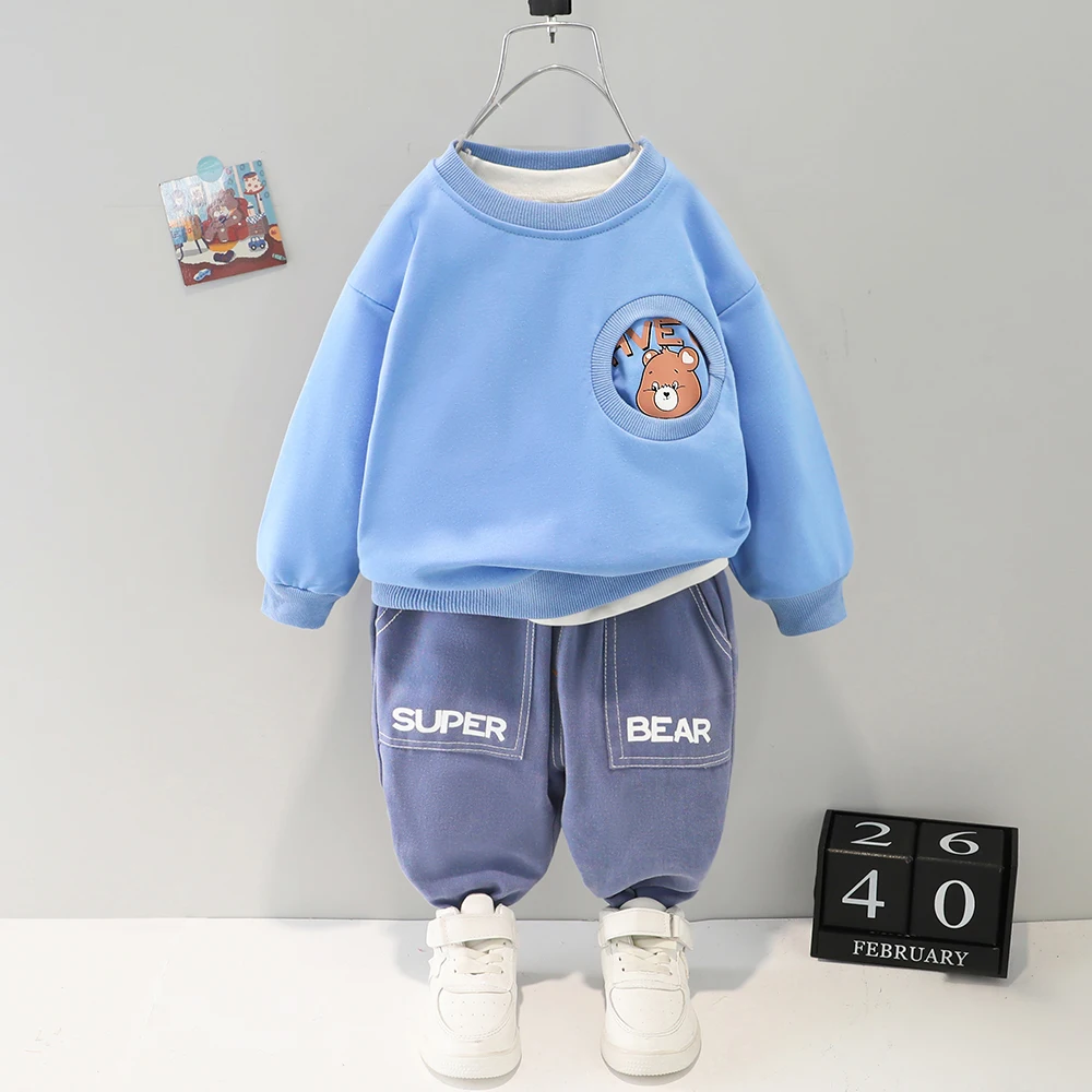 

Baby Boy Clothing Autumn New Style Hot-selling Fashion Cartoon Bear Long Sleeve + Pants Fall Clothes for Kids Baby Boy Outfit