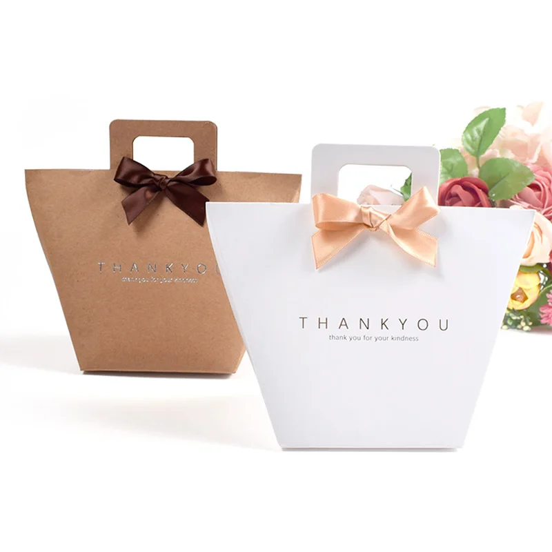 

10/20pcs Kraft Paper Bronzing "Thank You " Candy Box Gift Box Packaging Bag Birthday Party Favor Christmas Wedding Decoration