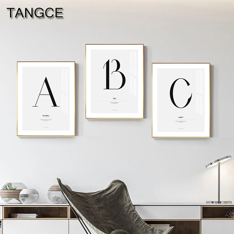 

Modern Nordic Alphabet Melody Canvas Painting Fashion Abstract Poster N Print Art Wall Picture for Living Room Bedroom Kitchen